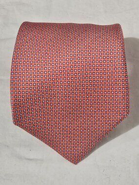 Alain Figaret Made in France Silk Necktie - Coral Blue Squares